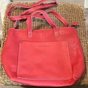 Perfect Portland Leather Goods sugar red pebbled medium unicorn zipper tote